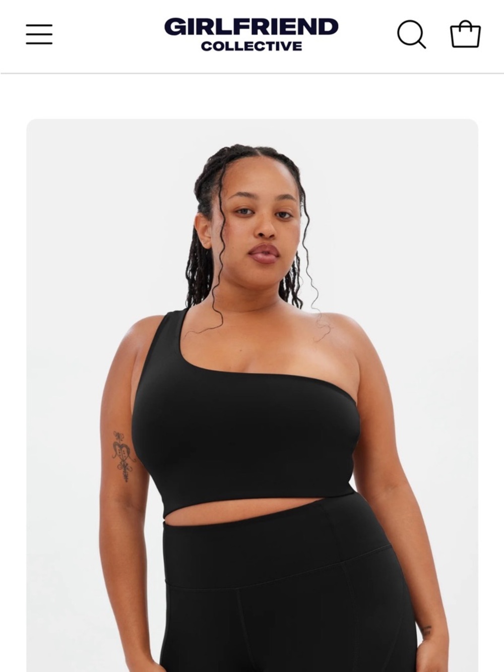 girlfriend collective Black One-Shoulder Sports Bra